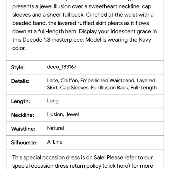 Evening Gown. Wedding party gown. Navy blue, detailed at waist. Size 8. - Picture 12 of 12